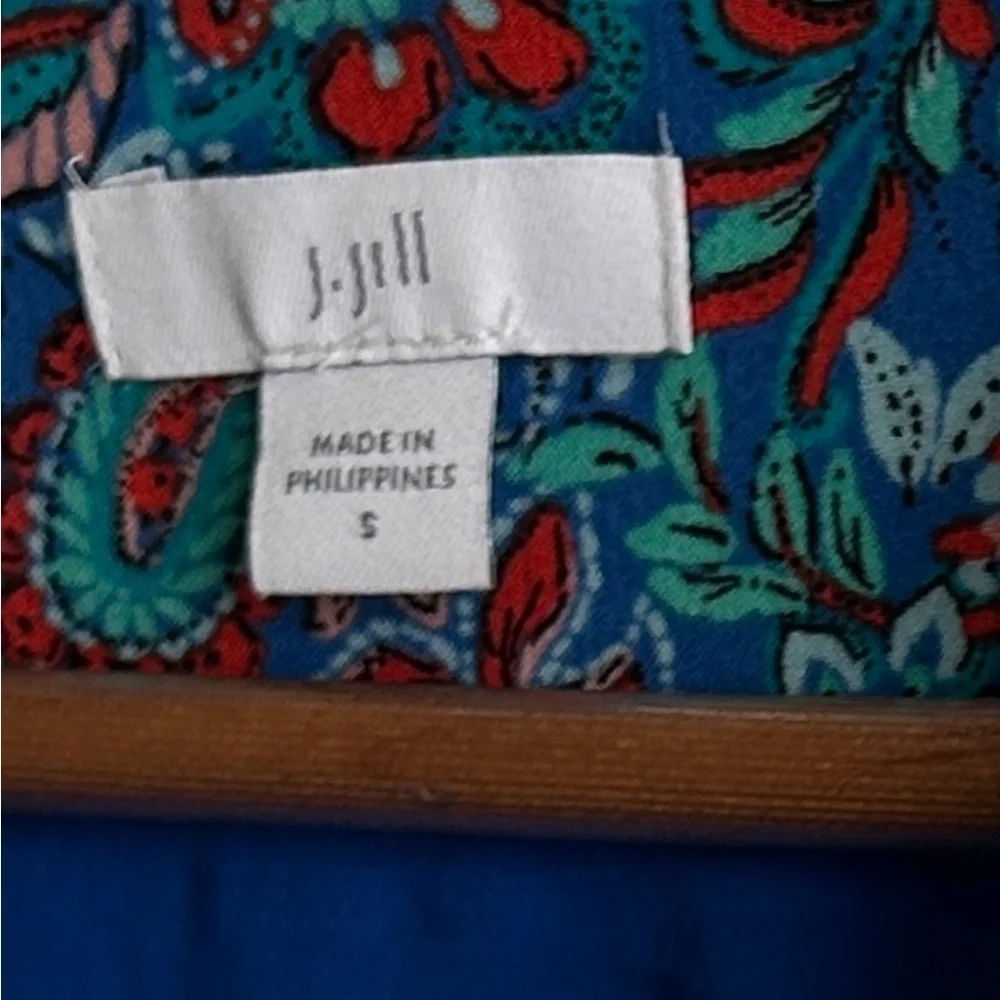 EUC J Jill blue/teal paisley dress. Size Small. Ruffles. Lightweight and flowy - Picture 12 of 12